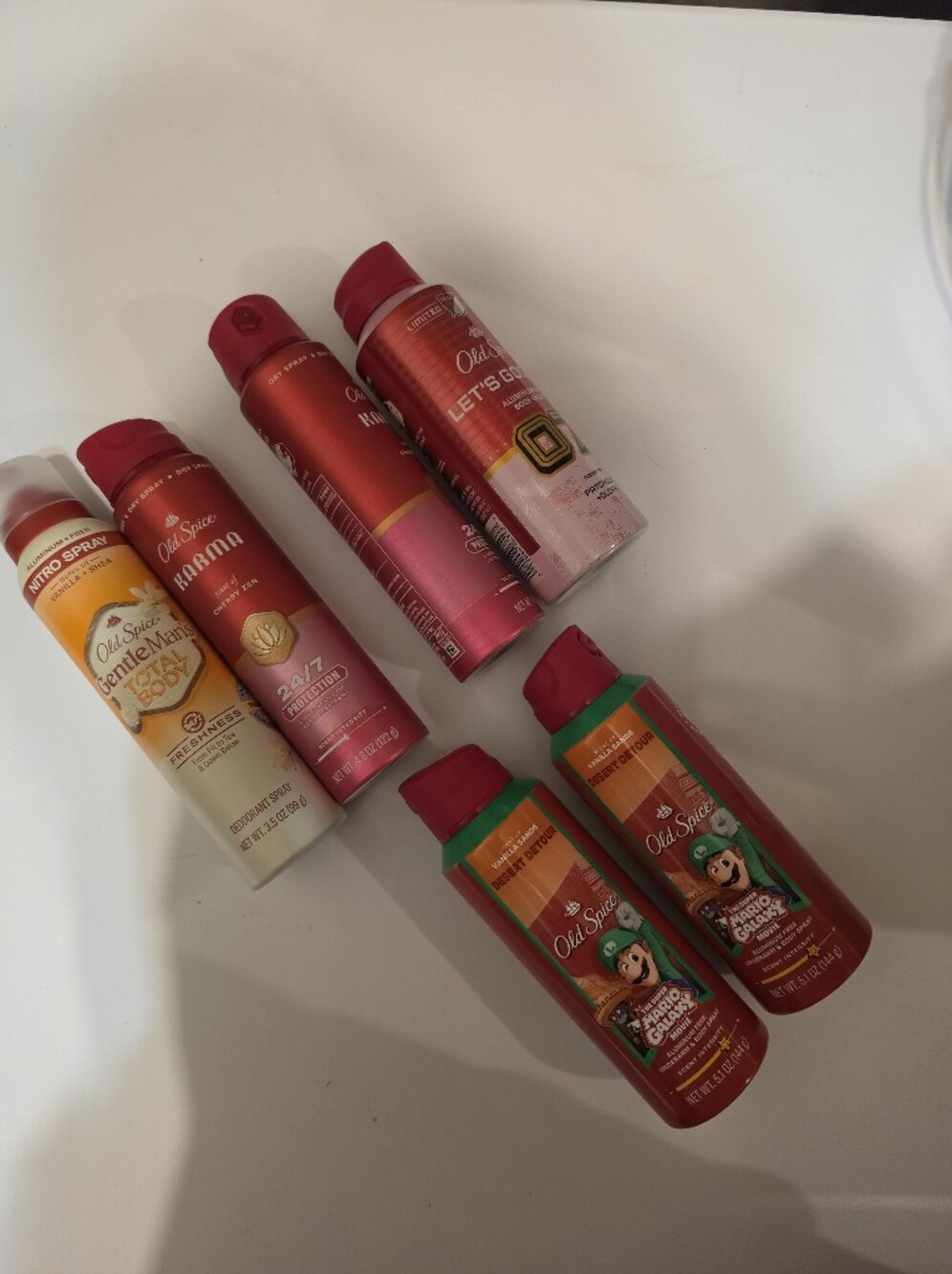 Old Spice Total Body Deodorant Spray Karma Vanilla Goooal Mario Bundle x6